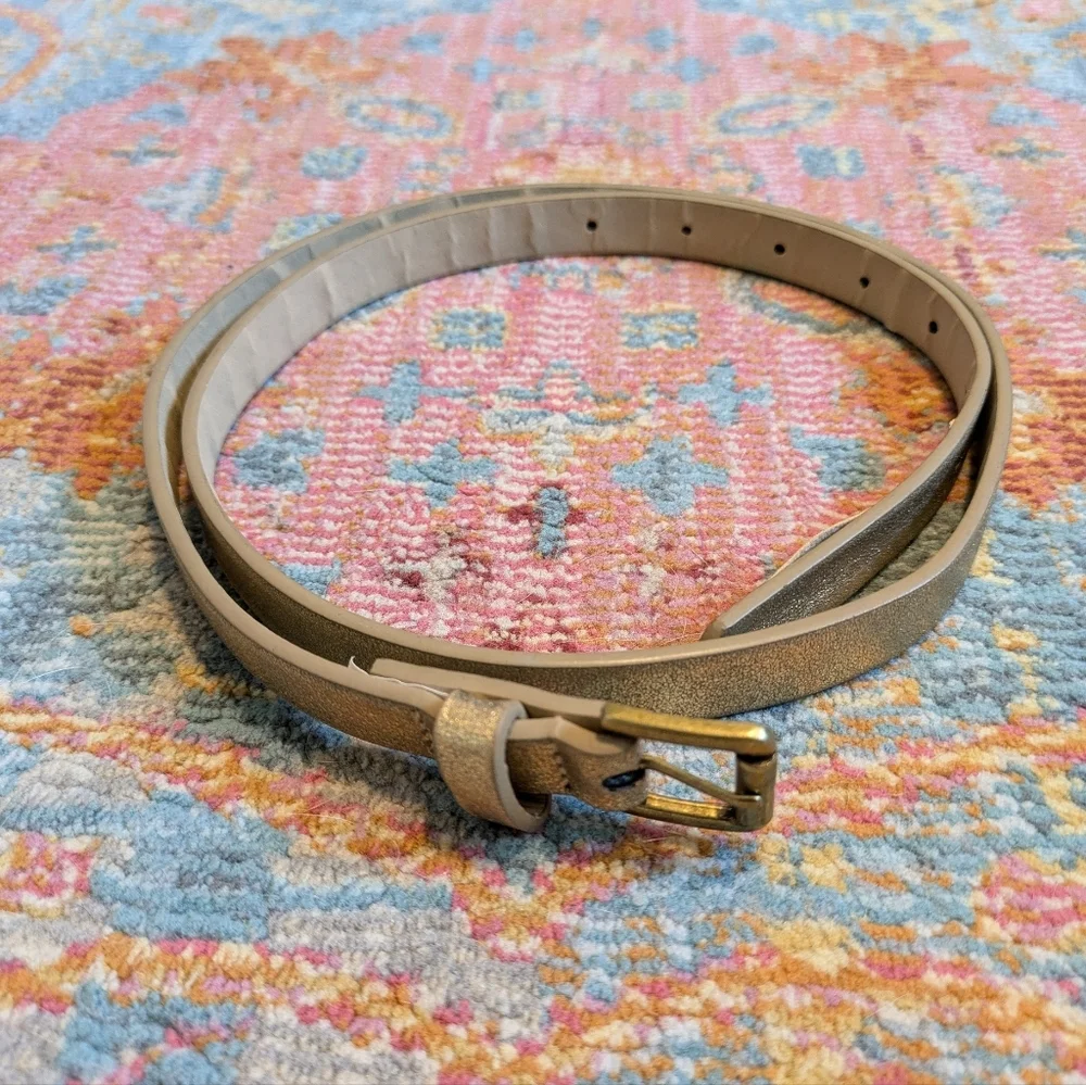 Vintage Gold Sparkle Glitter Skinny Belt